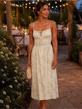 ASTR THE LABEL |  Zola Floral Smocked Satin Midi Dress L‎